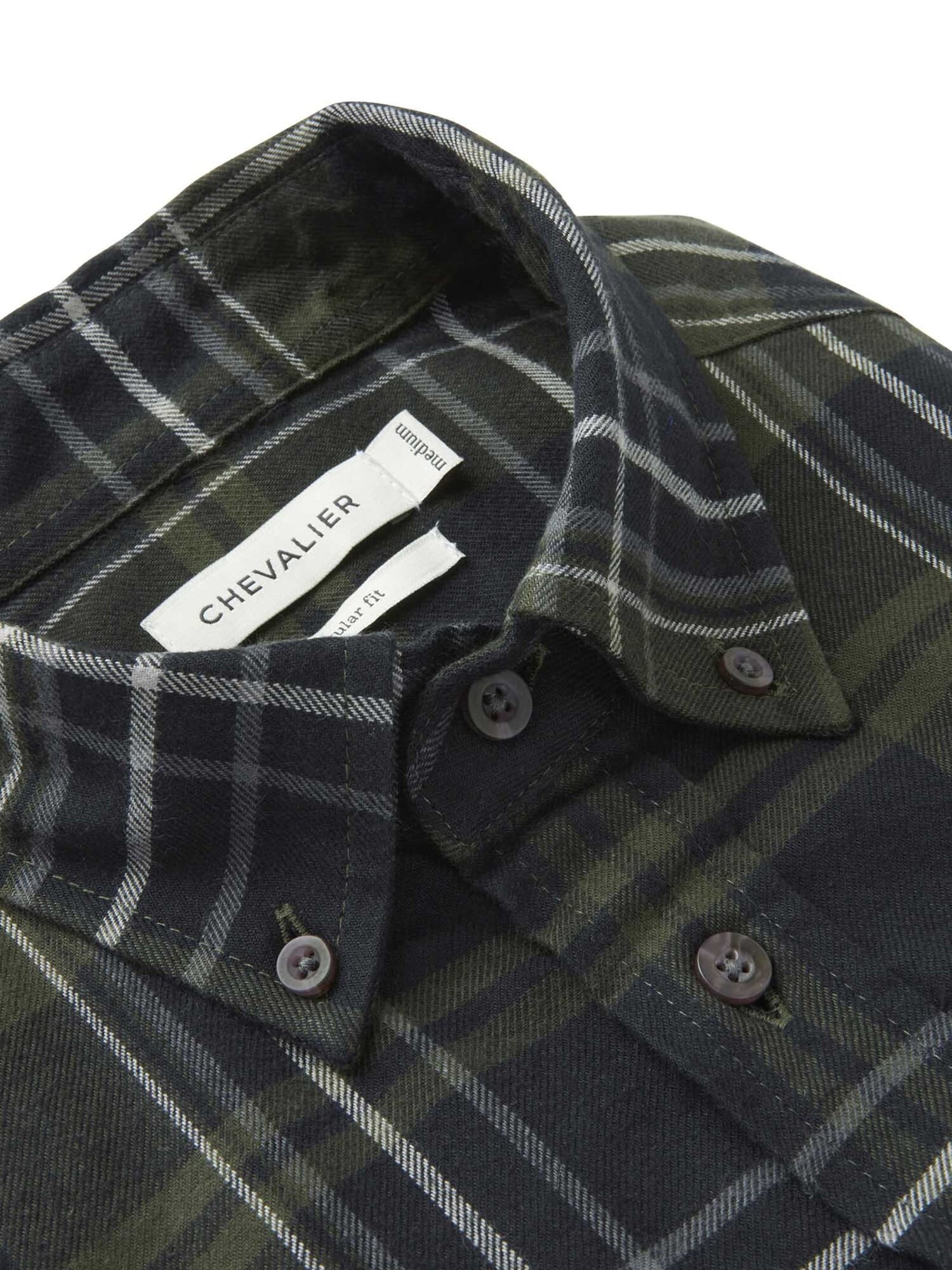 Heron Flannel Shirt Men OCTOBER GREEN CHECKED / S