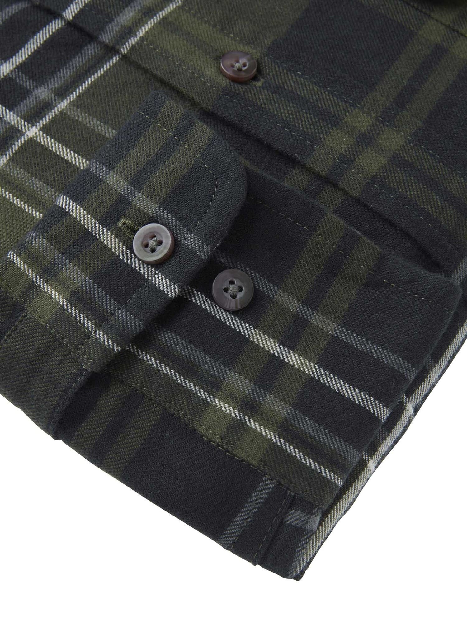 Heron Flannel Shirt Men OCTOBER GREEN CHECKED / S