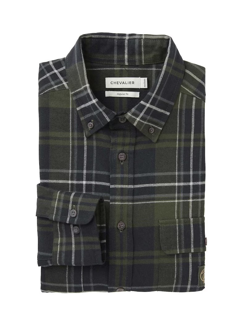 Heron Flannel Shirt Men OCTOBER GREEN CHECKED / S