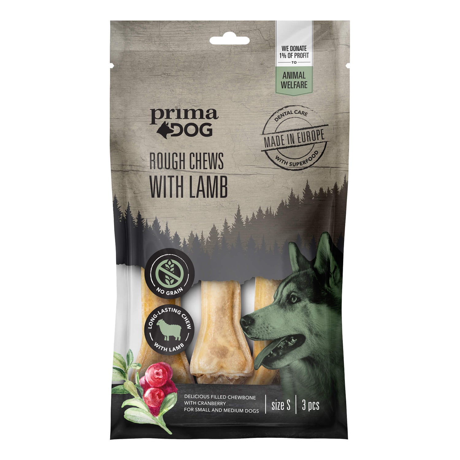 Rough Chews olika smaker 105gr,140gr 175 gr LAMB-CRANBERRY S 10 CM, 105 G