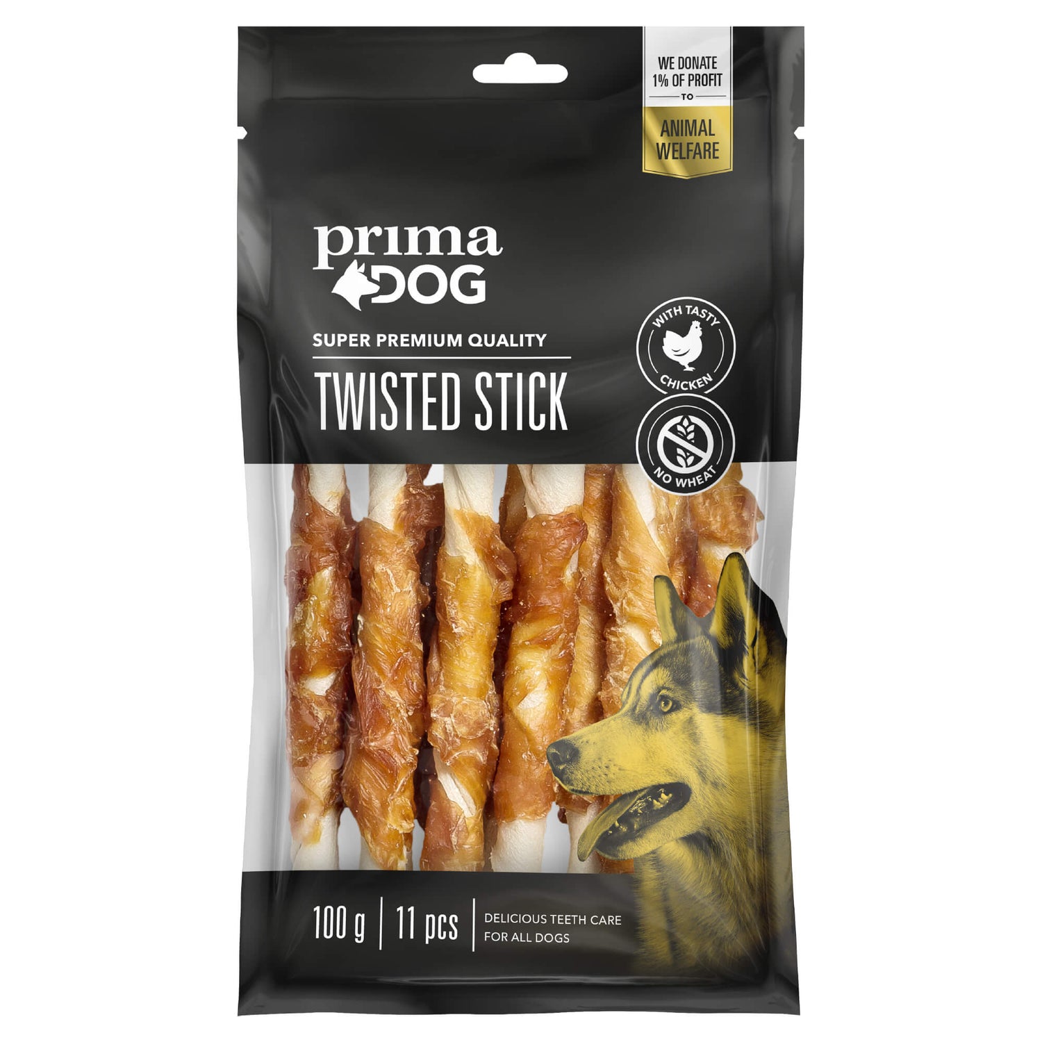 Tuggpinne- Kyckling, Lax, Anka eller Viltkött 100gr-400gr SORT KYCKLING & LÄNGD 13 CM & ANTAL 11 ST & MÄNGD