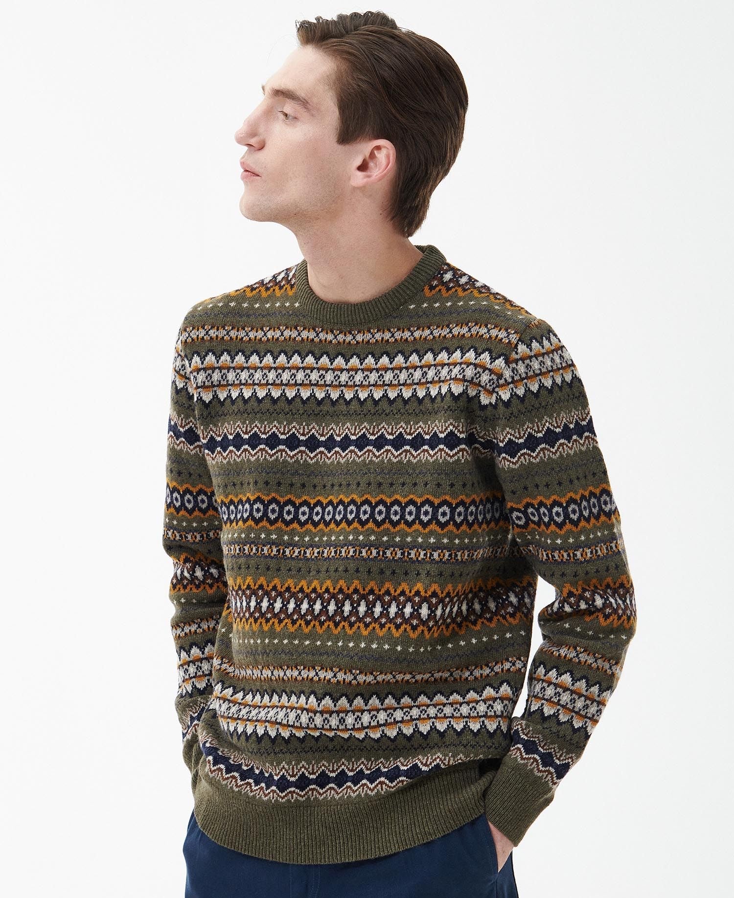 Case Fair Isle Crew, tröja herr WILLOW GREEN / M
