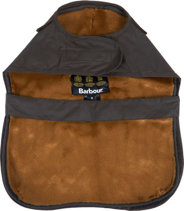 Wax Dog Coat 2in 1,hundtäcke i vaxad bomull med avtagbara fuskpälsdetaljer OLIVE / XS