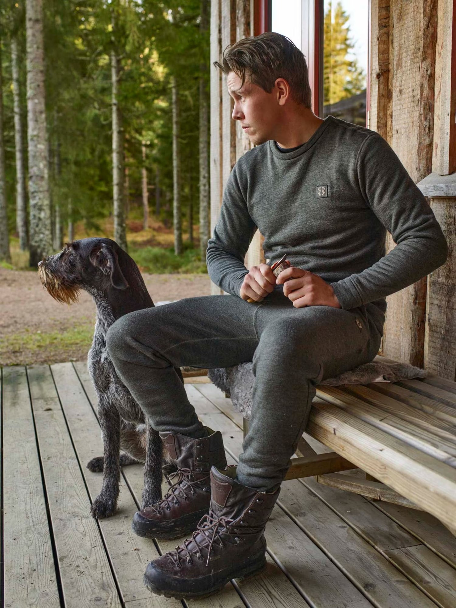 Grizzly Wool Pants Herr GRÅ/GRÖN / M