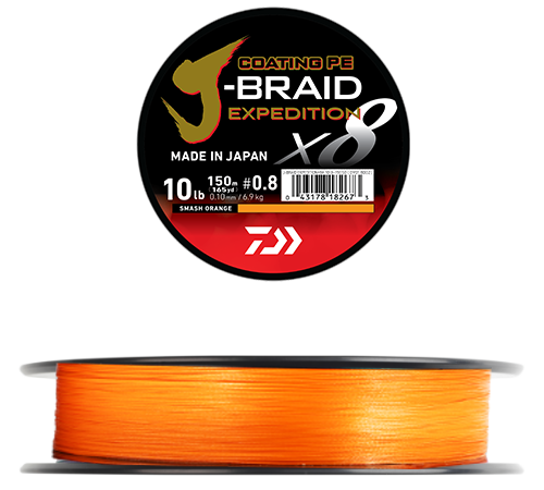 J-Braid Expedition X8 150m SMASH ORANGE / 0,06MM 150METER