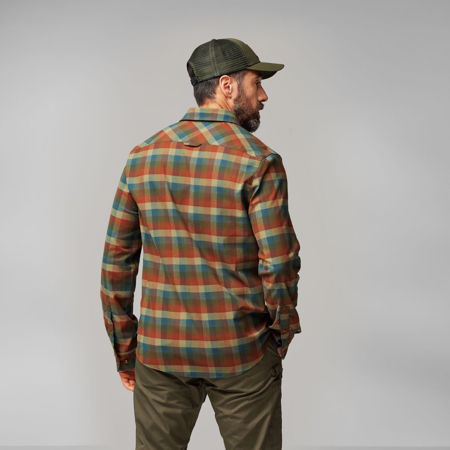 Lappland Stretch Flanellskjorta Men LAUREL GREEN-MOUNTAIN BLUE / S