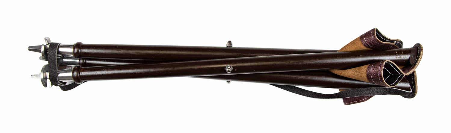 Hopfällbar pall med 3-ben och lädersits höjd 70cm MÖRKBRUN / 70 CM