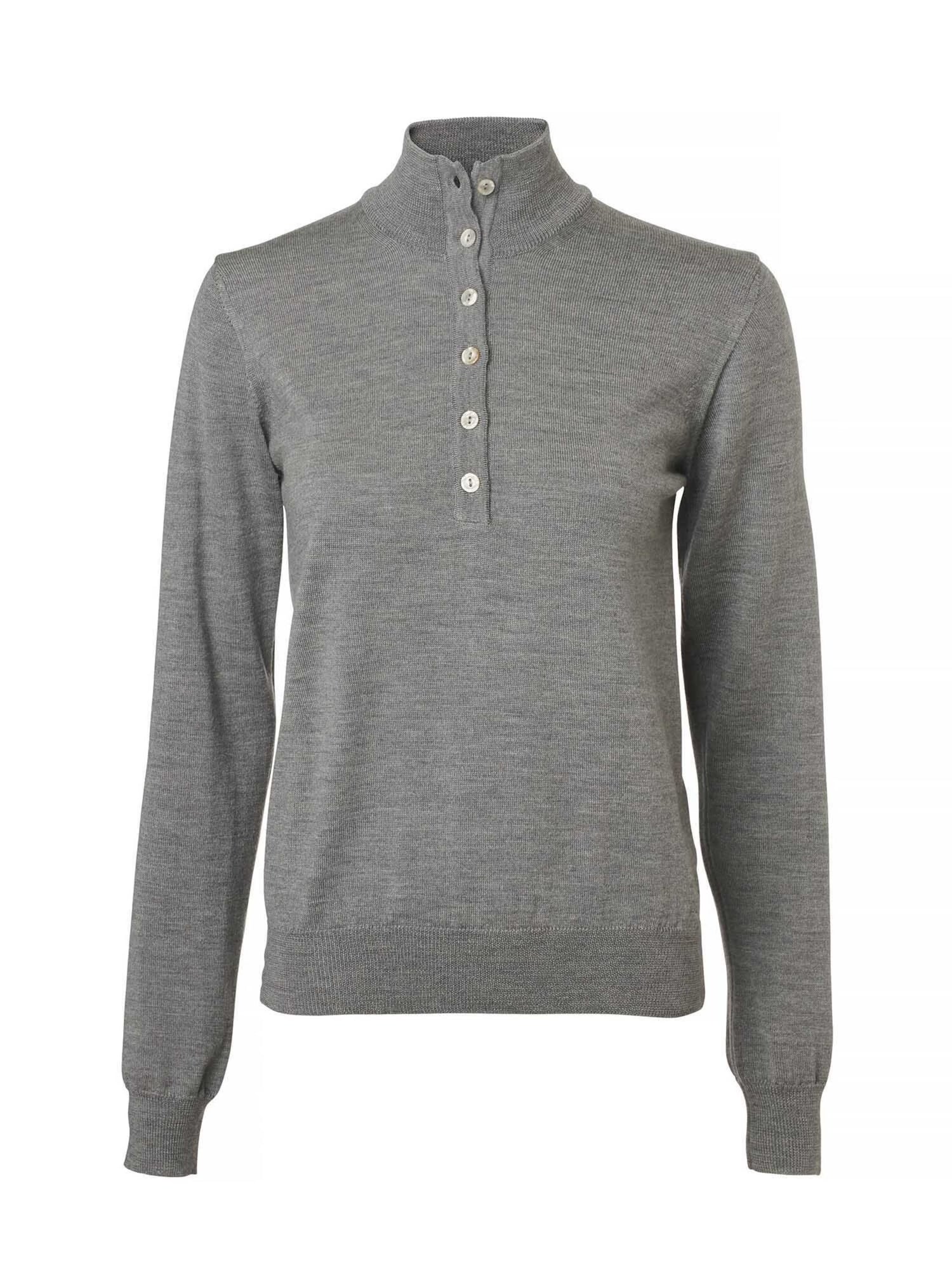 Blaise Buttoned Merino Pullover W SMOKED GREY / 36