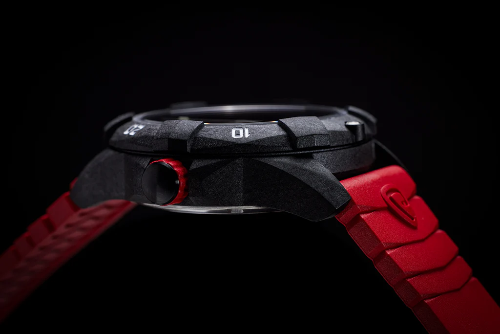 Carbon Composite Dive Series 1002R Svart Röd Med Rött Armband SVART RÖD MED RÖTT ARMBAND / 1 ST