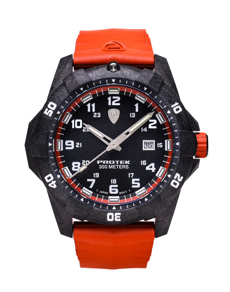 Carbon Composite Dive Series 10040 Svart Orange Med Orange Armband SVART ORANGE MED ORANGE ARMBAND / 1 ST