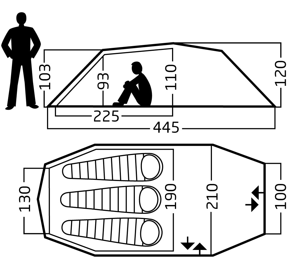 Oppland 3 (3.0) PU Tent DARK OLIVE / ONE SIZE