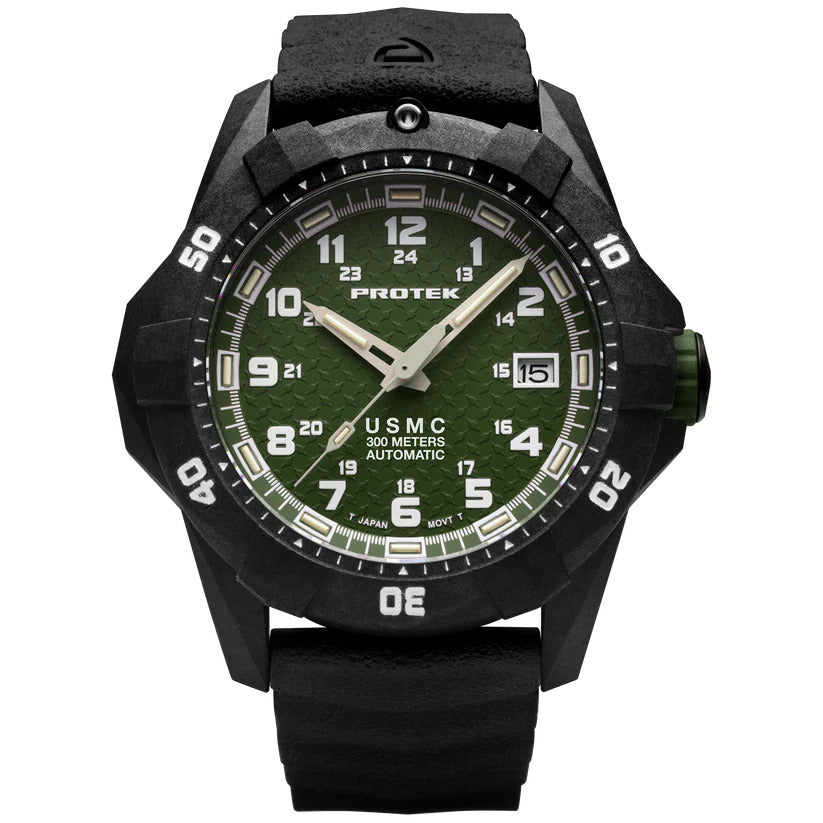 Protek Automatic Carbon USMC Dive Series 1210 SVART GRÖN MED SVART ARMBAND / 1 ST / EN STL