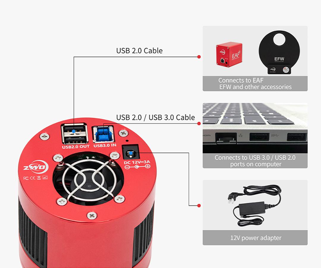 Monokromatisk Kamera ASI2600MM Duo - Sensor D=28,3 mm - med Guiding Sensor 1 ST
