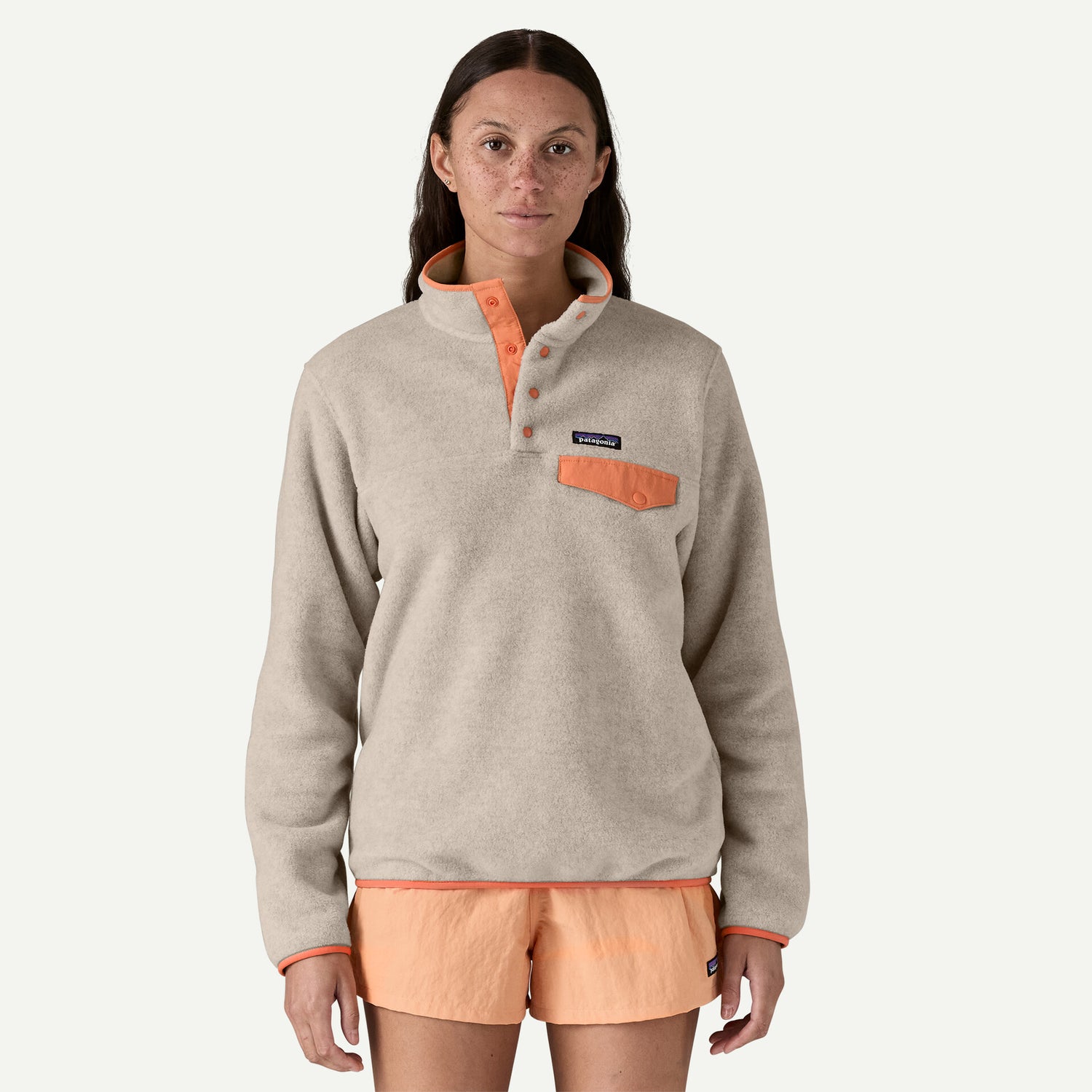 Women's LW Synchilla Snap-T Fleece P/O OATMEAL HEATHER W/HEIRLOOM PEACH / XS