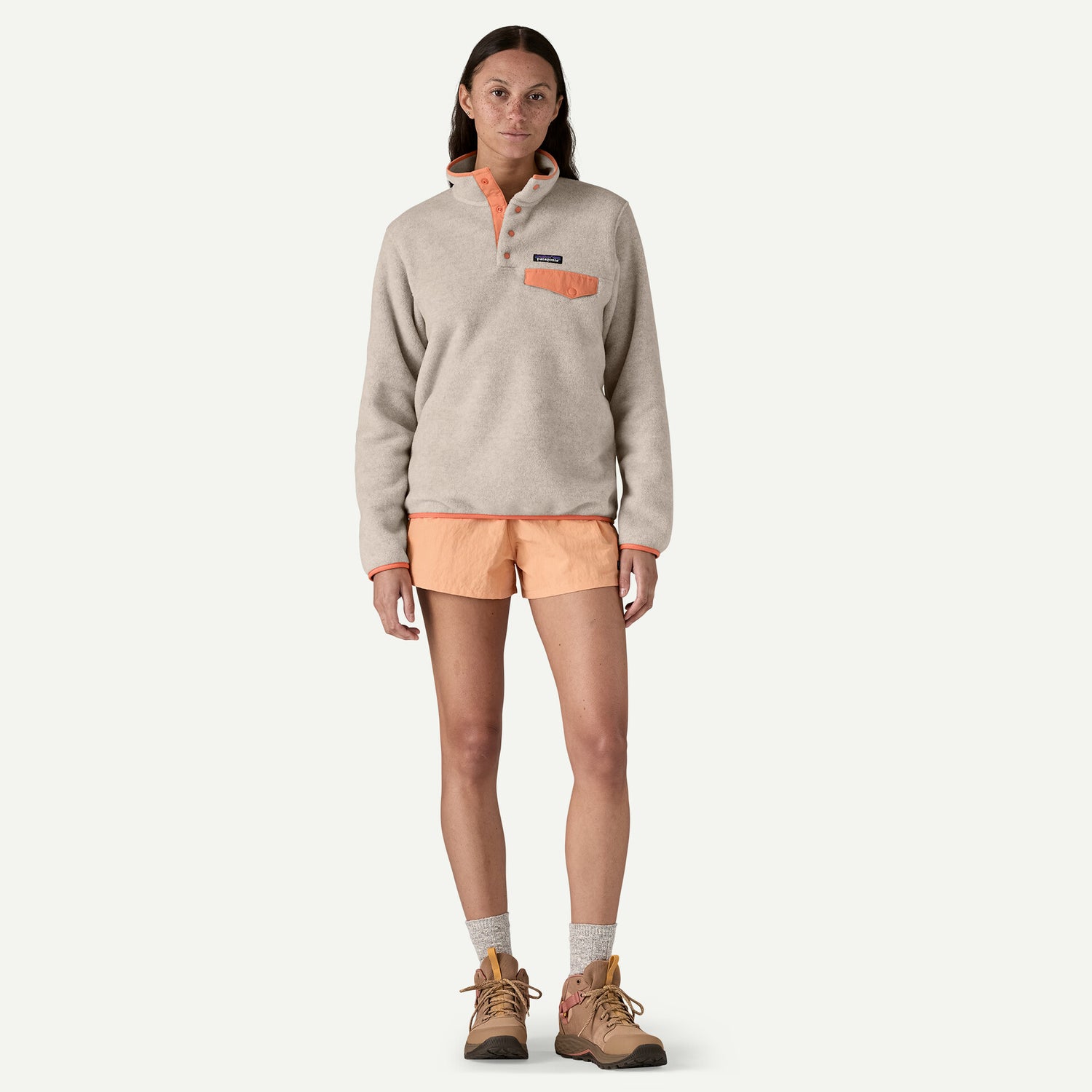 Women's LW Synchilla Snap-T Fleece P/O OATMEAL HEATHER W/HEIRLOOM PEACH / XS
