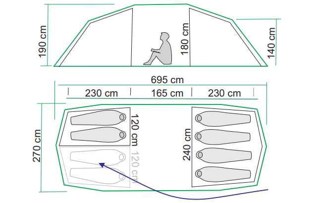 Storheia 6+2 GREEN / ONE SIZE