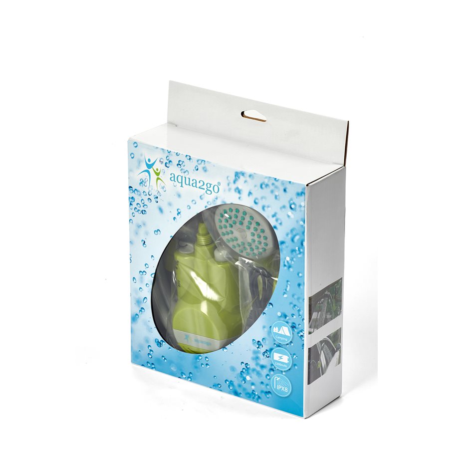 Campingdusch, uppladdningsbar, 3,7 V 2200 mAh GRÖN / EN STL