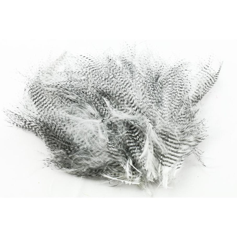 Fine Black Barred Marabou Feathers VIT / EN STL