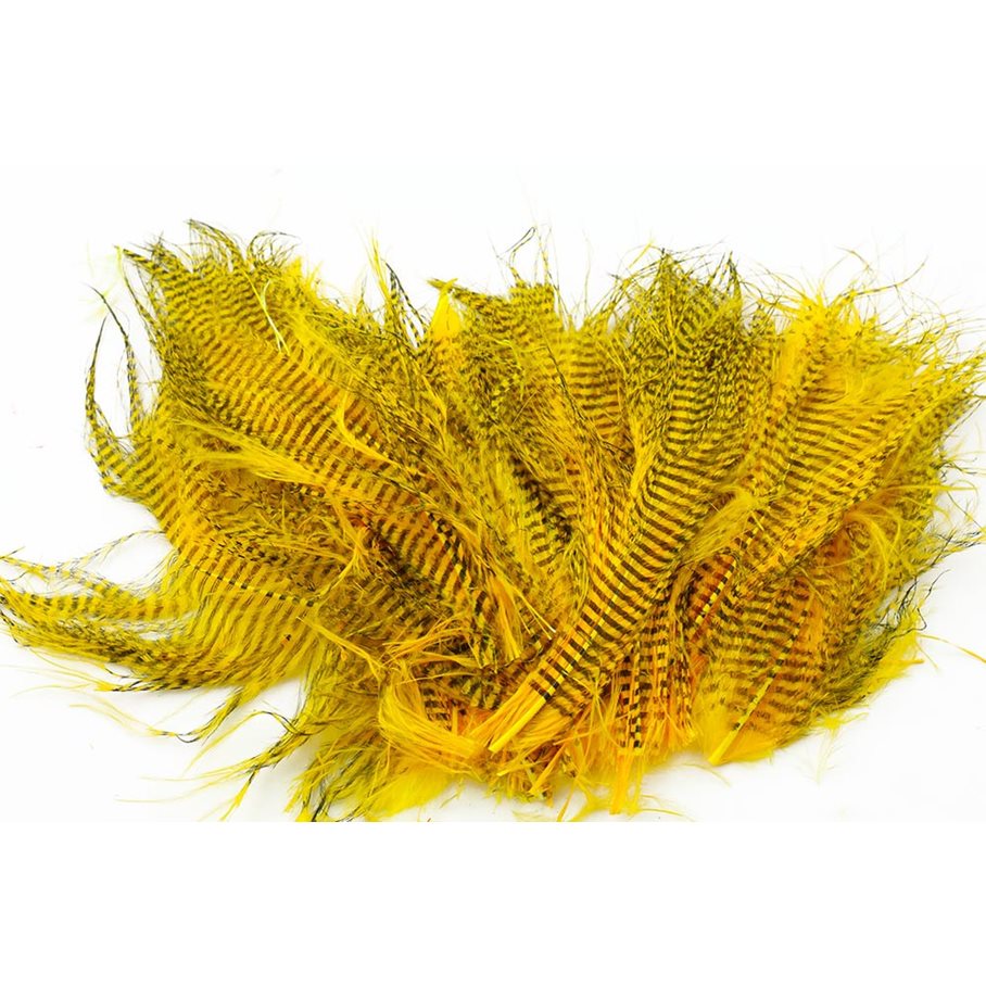 Fine Black Barred Marabou Feathers SUNBURST YELLOW / EN STL