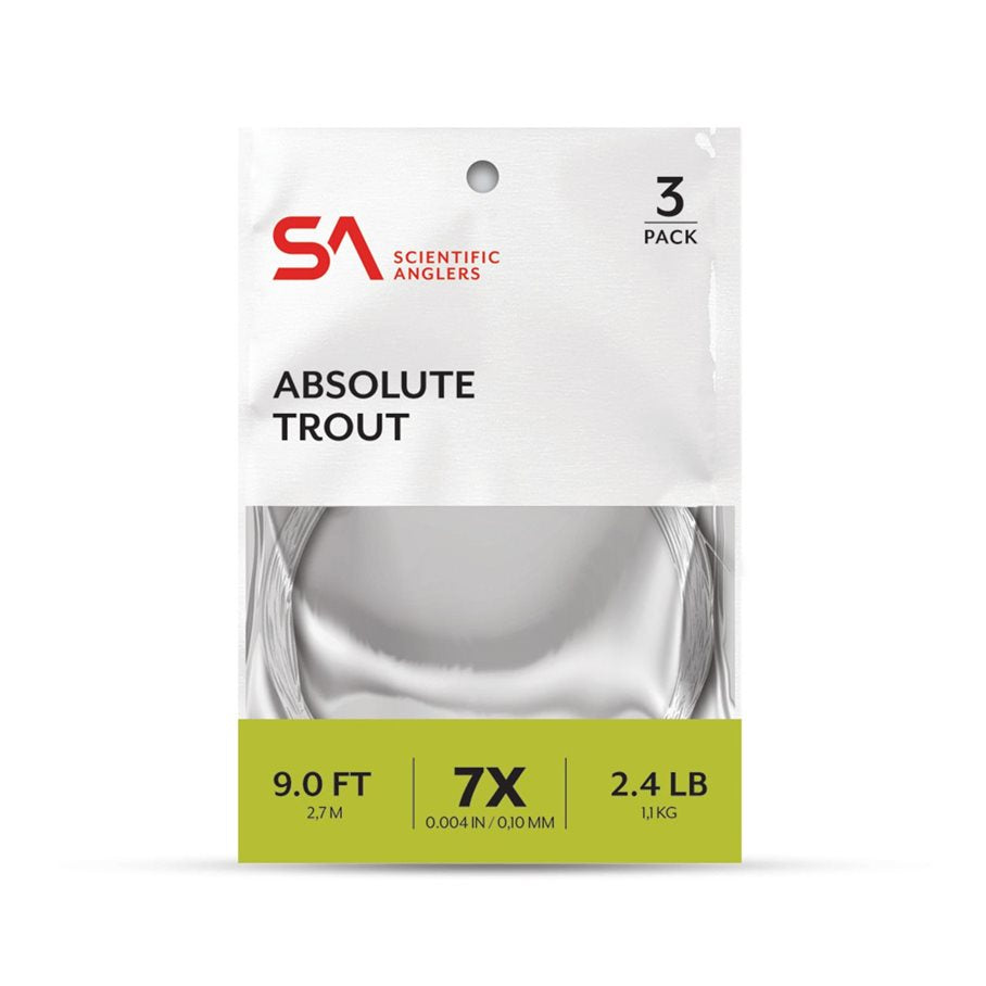 Absolute Trout Leader 9 fot 3 stycken 5X (CA 0,15 MM)