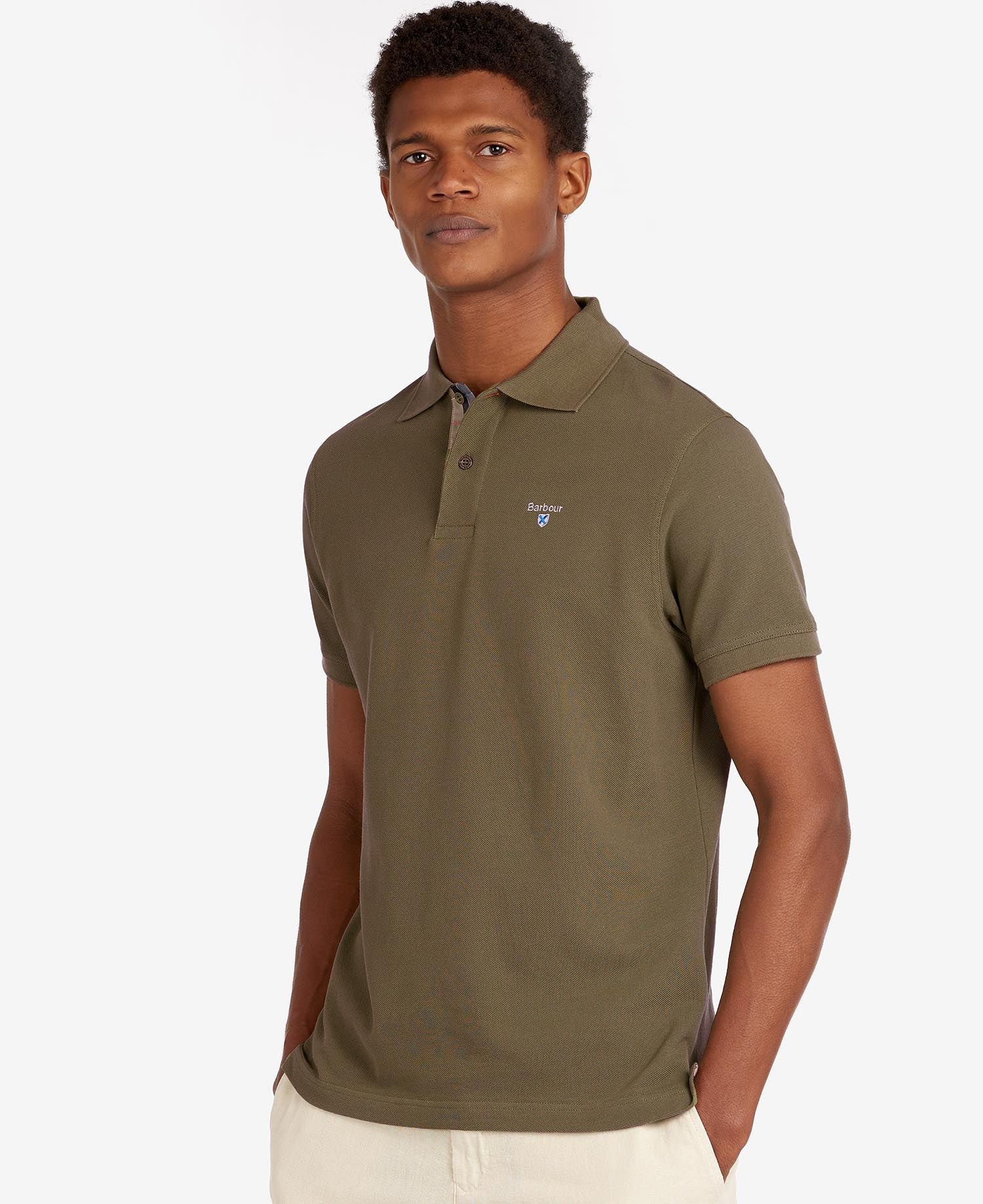 Tartan Pique Polo Men DARK OLIVE / L