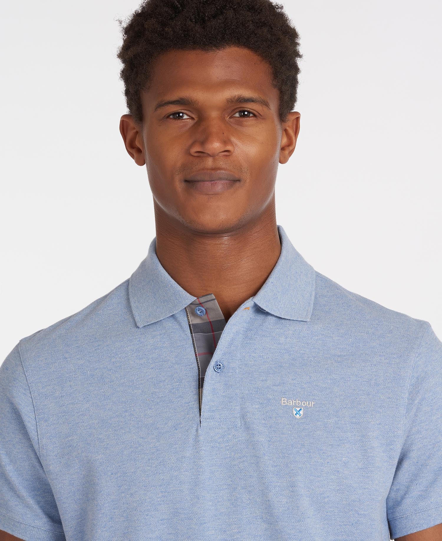 Tartan Pique Polo Men SKY MARL / XL
