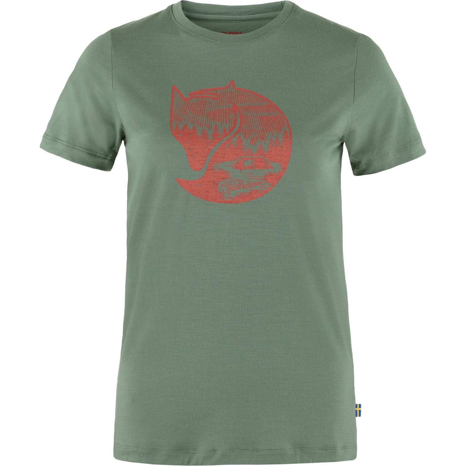 T-shirt Abisko Wool Fox Womens SS PATINA GREEN/TERACOTTA BROWN / XL