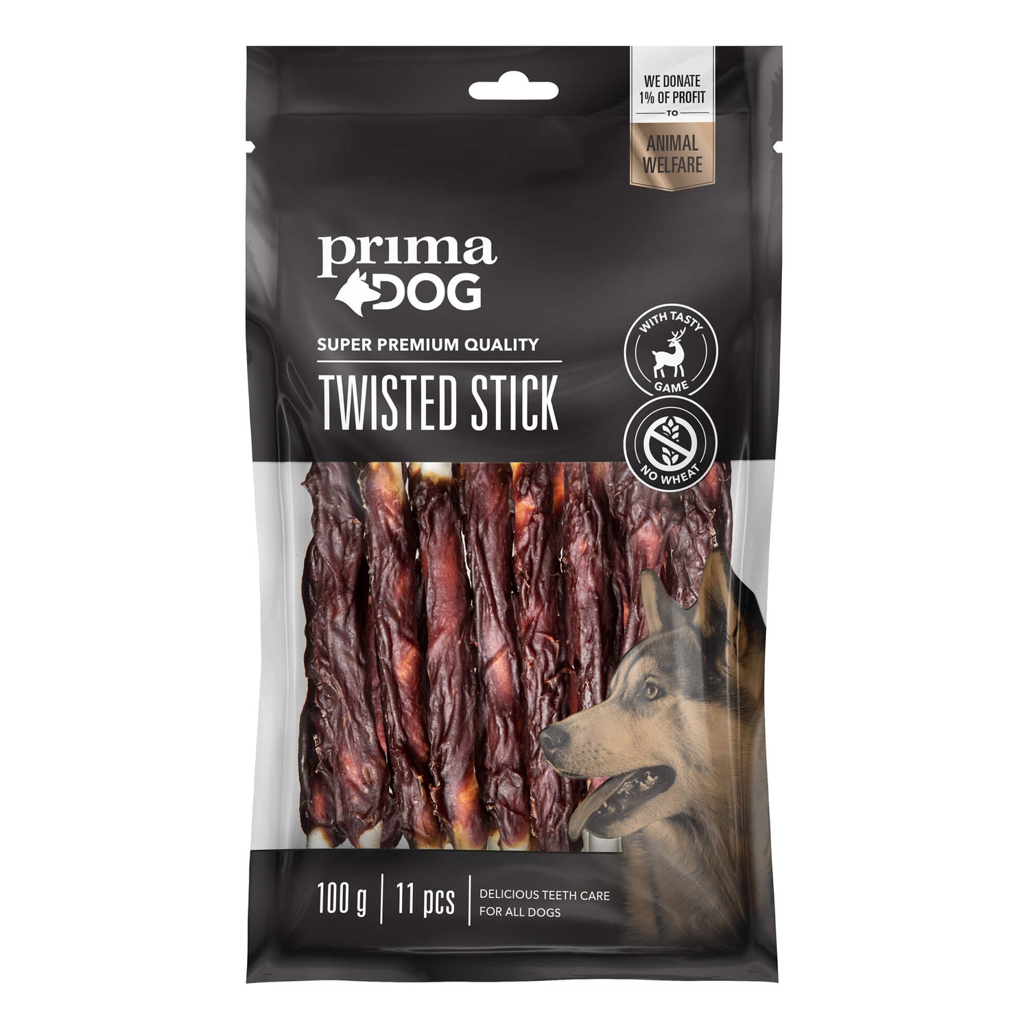 Tuggpinne- Kyckling, Lax, Anka eller Viltkött 100gr-400gr SORT VILTKÖTT & LÄNGD 13 CM & ANTAL 11 ST & MÄNGD