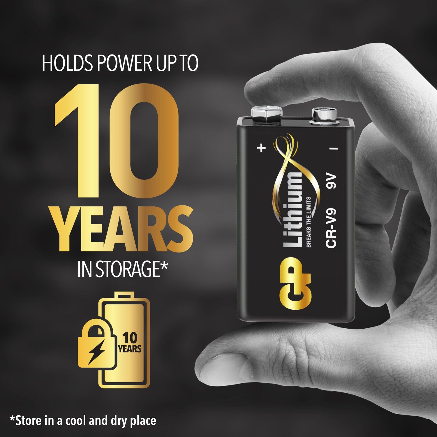 9V lithiumbatteri CRV9SD-2U1, 1-pack SVART / EN STL