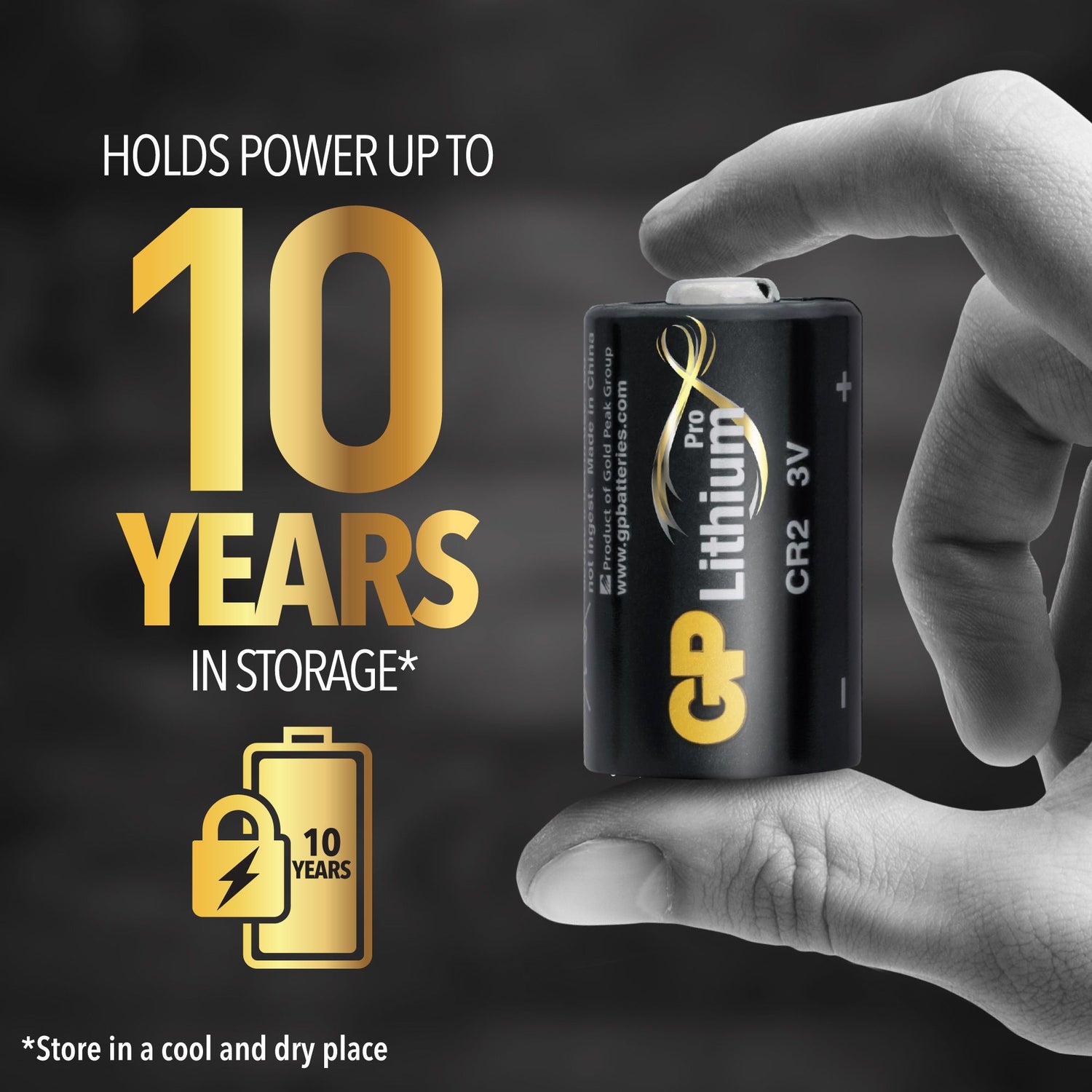 Pro Lithiumbatteri, CR2 (1CR2/DLCR2), 1-pack SVART / EN STL