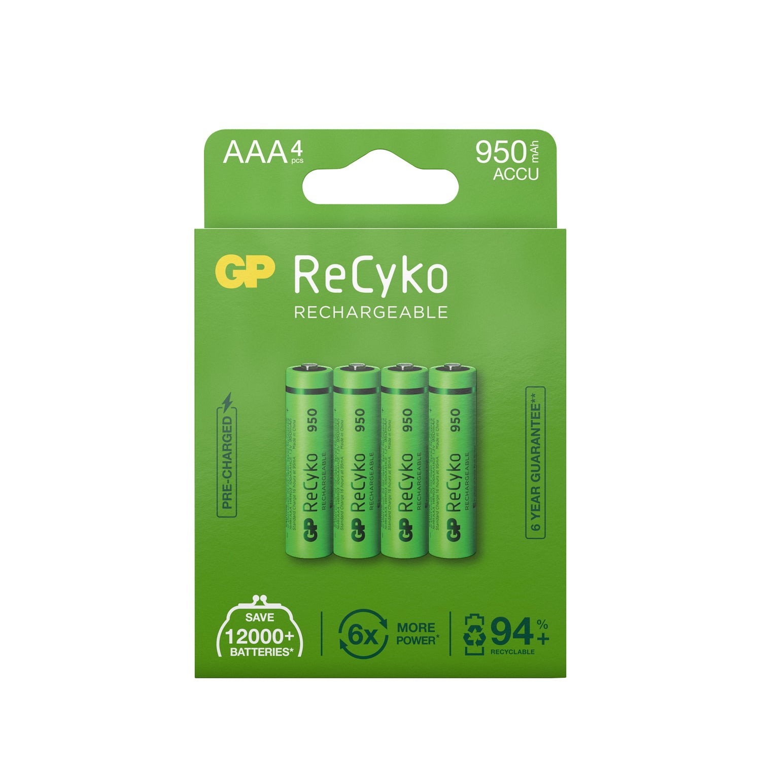 ReCyko AAA-batteri, 950mAh, 4-pack GRÖN / EN STL