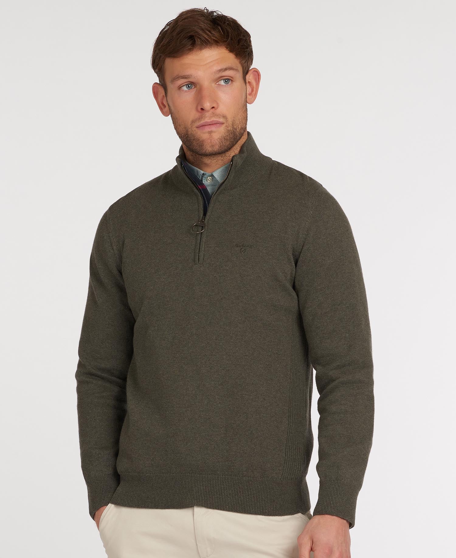 Cotton Half zip Men OLIVE MARL / L