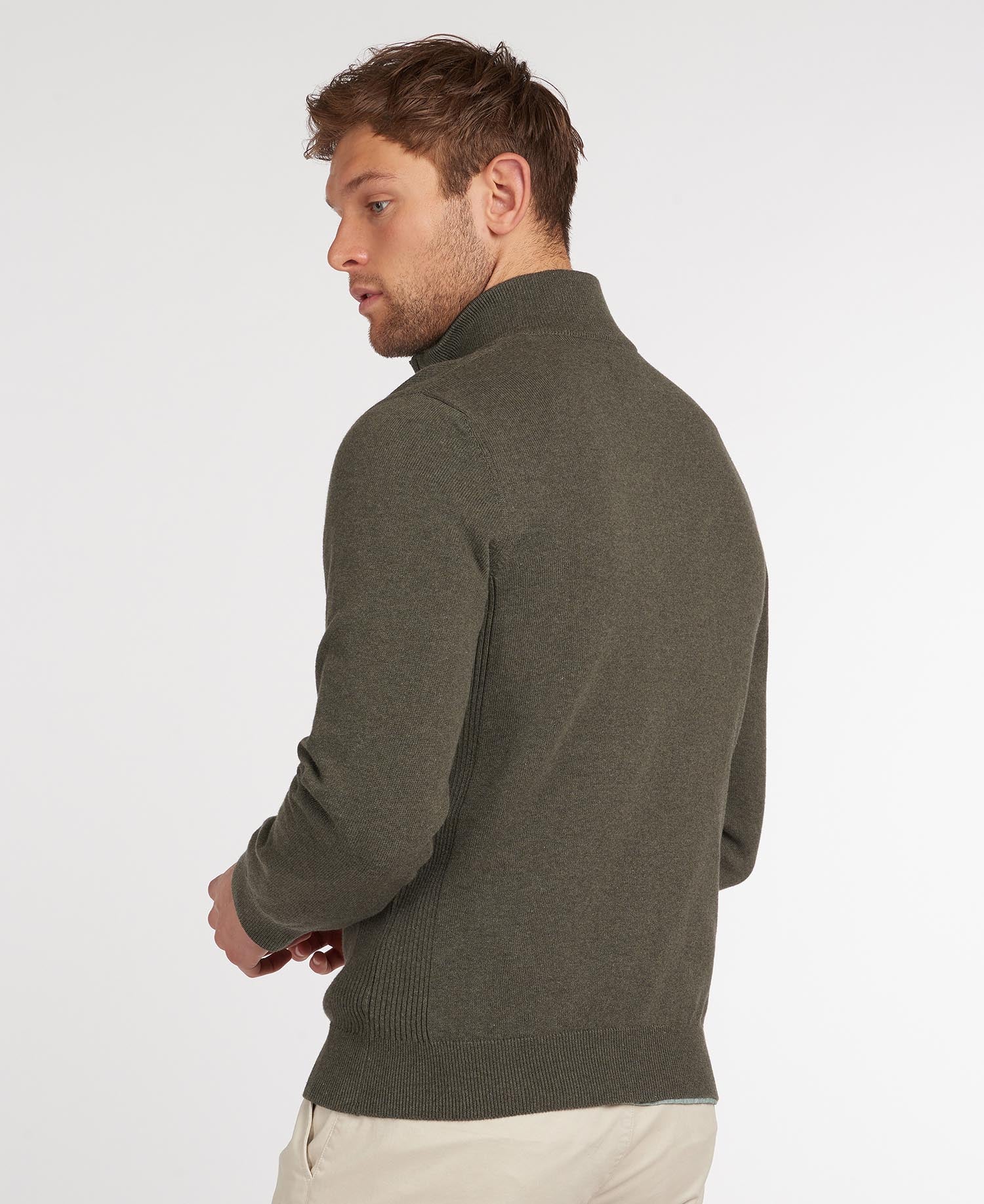 Cotton Half zip Men OLIVE MARL / XL