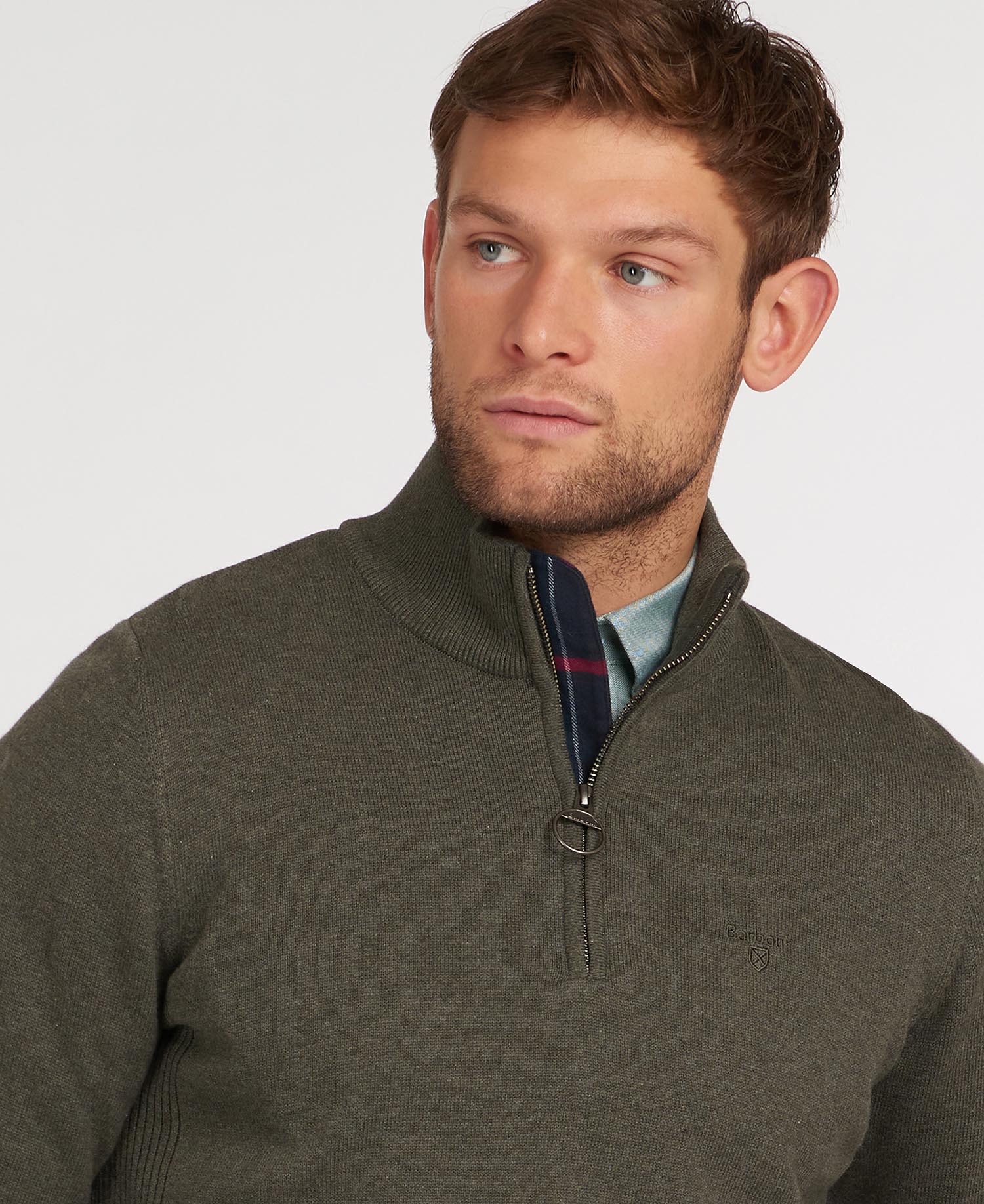 Cotton Half zip Men OLIVE MARL / S
