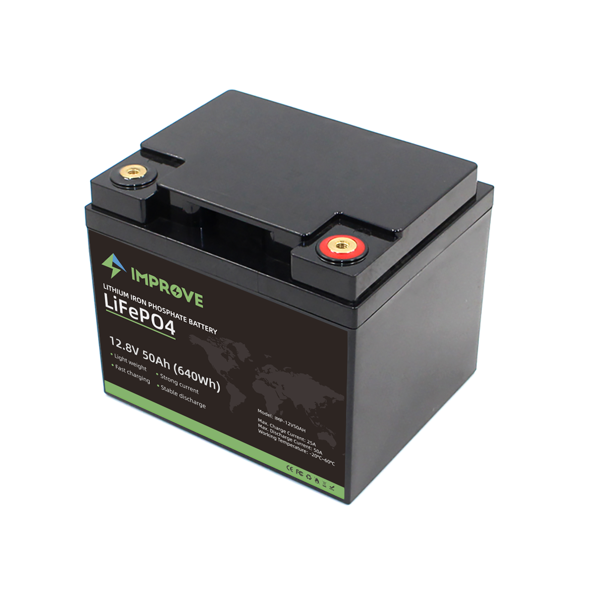 Lithium Batteri 50ah 12v SVART / 50 AH / 12 VOLT