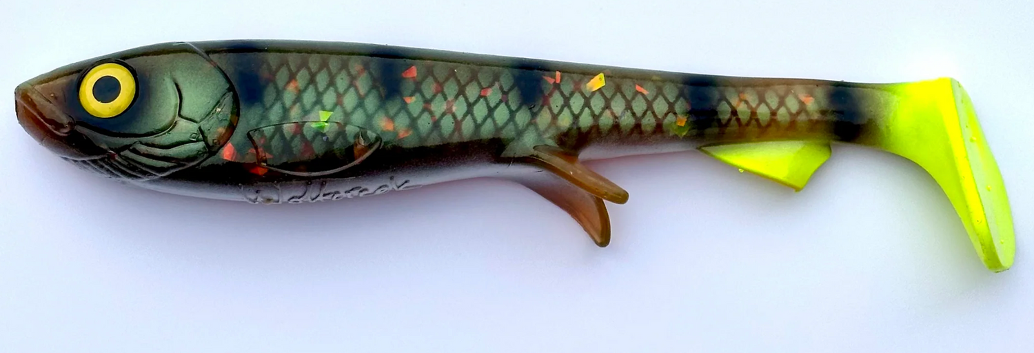 Wolfcreek Shad 25cm MOTOROIL KIWI PERCH UV / 125 G