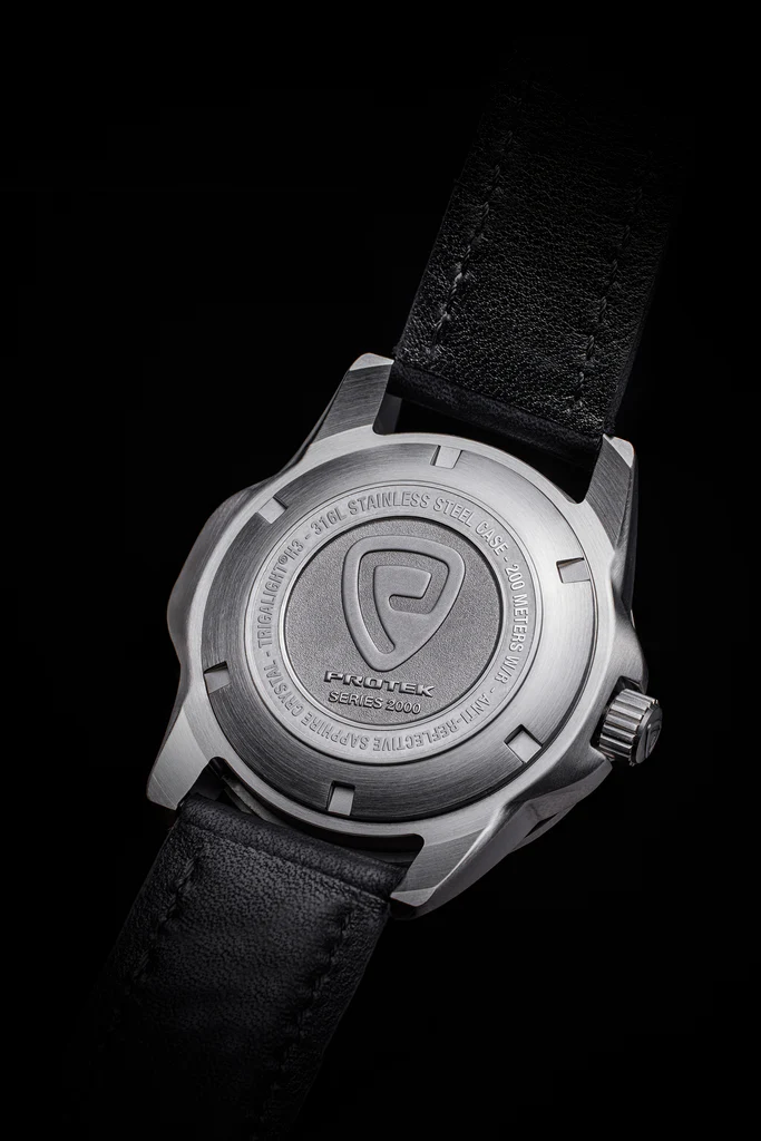 ProTek Dive Series 2000 Stål IP GUN GRAY STÅL SVART URTAVLA SVART LÄDERARMBAND / 1 ST / EN STL