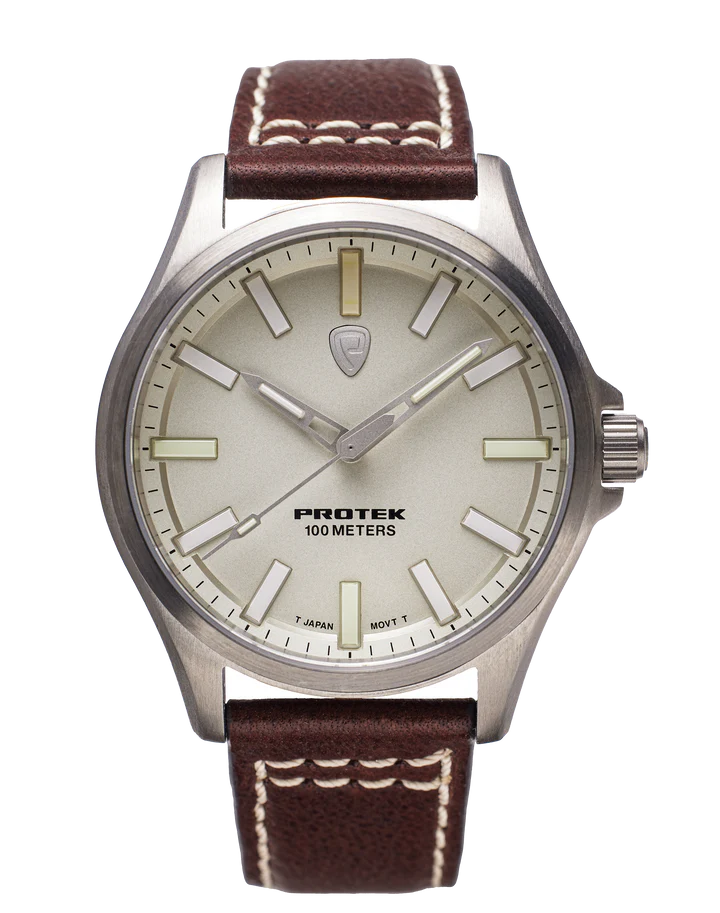 ProTek Field Series 3000 Titan TITAN ELFENBENSVIT URTAVLA MÖRKBRUNT LÄDERARMBAND / 1 ST / EN STL