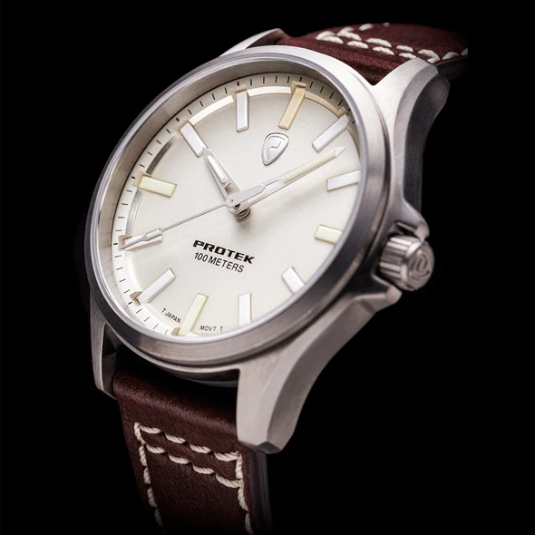 ProTek Field Series 3000 Titan TITAN ELFENBENSVIT URTAVLA MÖRKBRUNT LÄDERARMBAND / 1 ST / EN STL