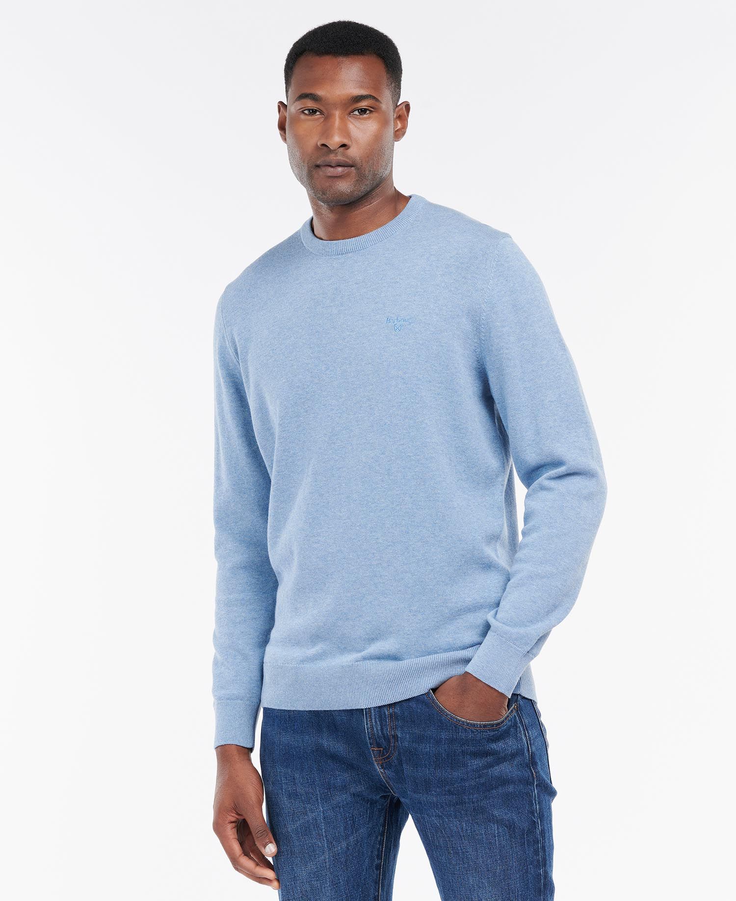 Pima Cotton Crew Neck Jumper Men DK CHAMBRAY / M