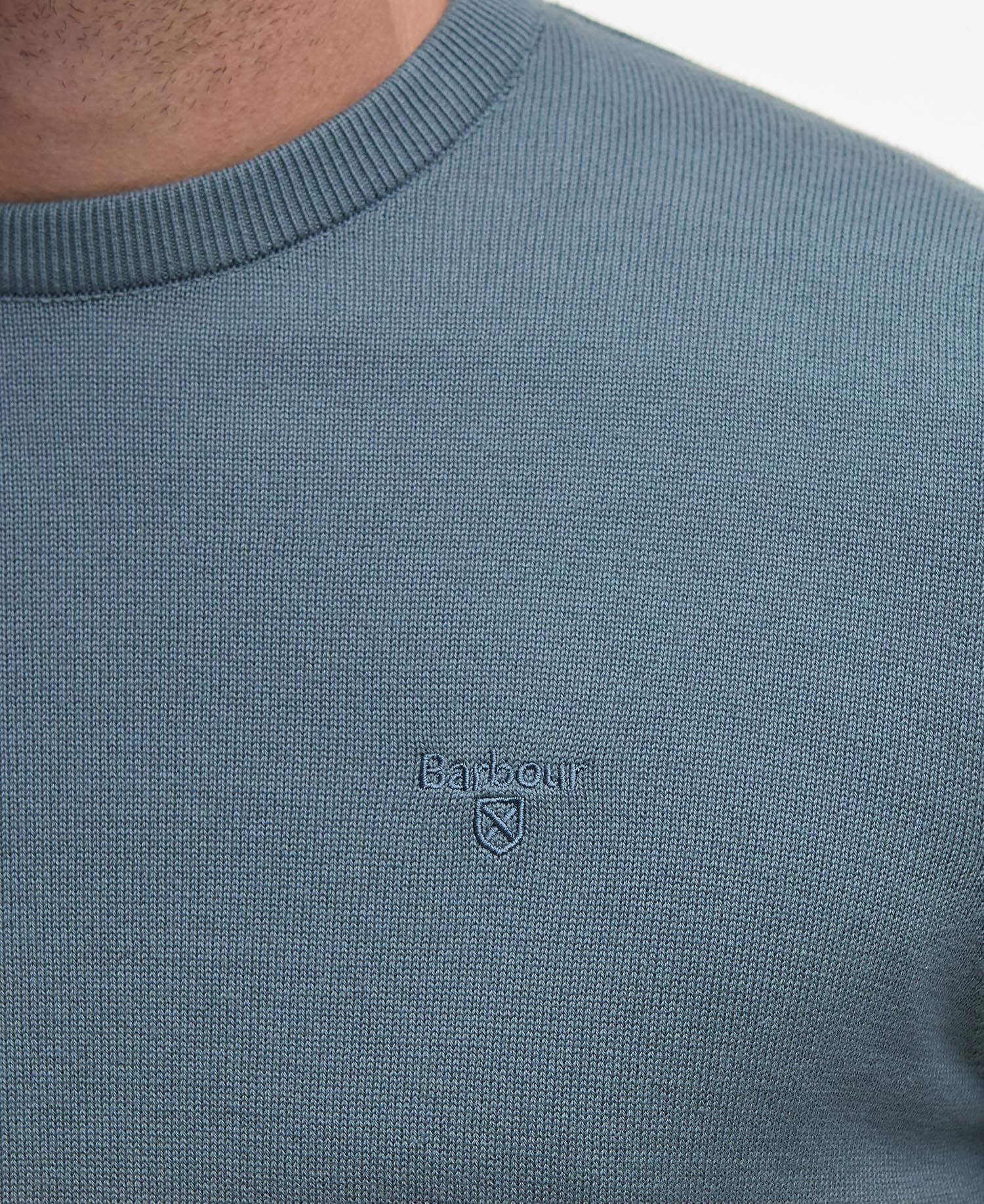 Pima Cotton Crew Neck Jumper Men VINTAGE TEAL / M