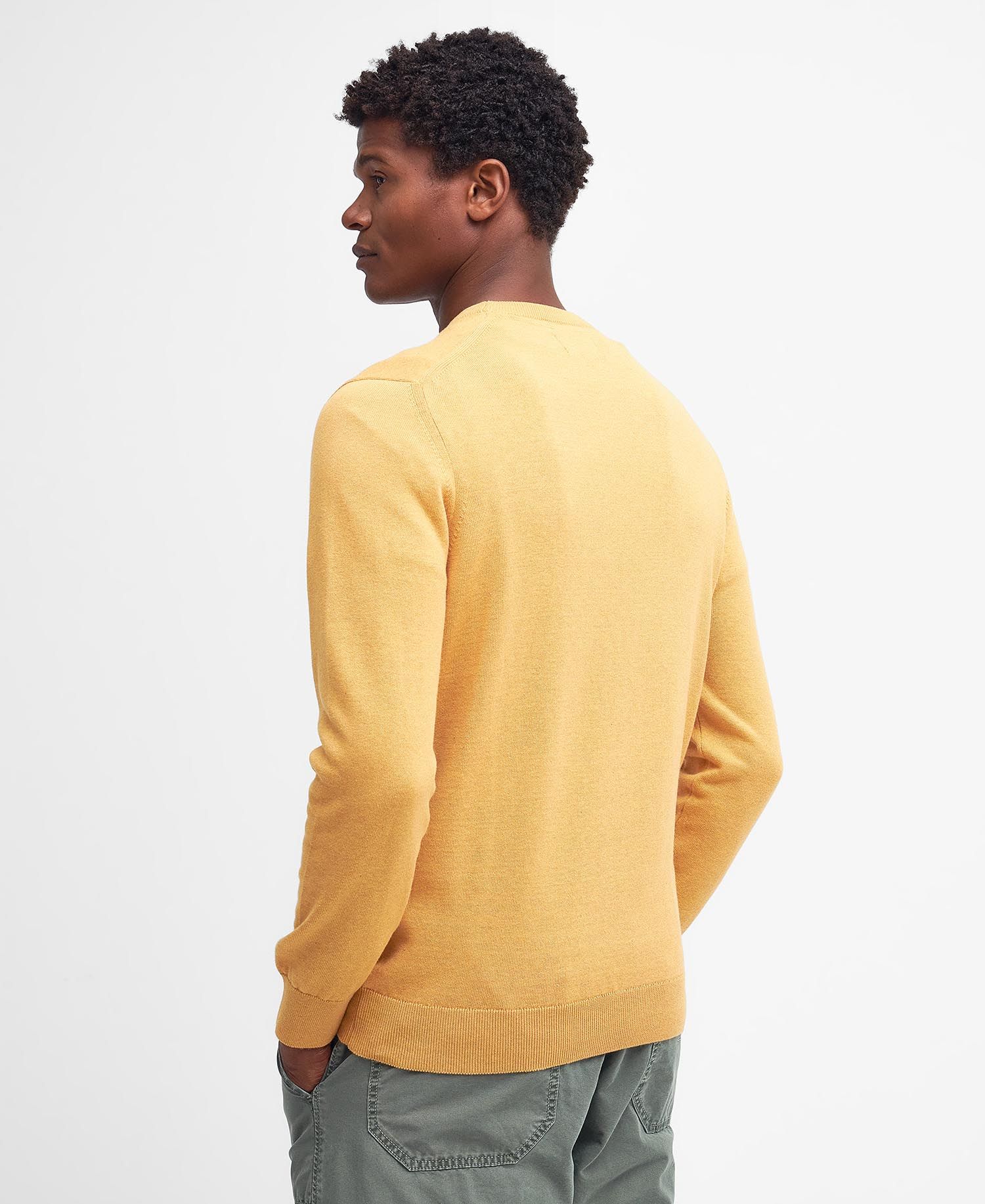 Pima Cotton Crew Neck Jumper Men HONEY GOLD / M