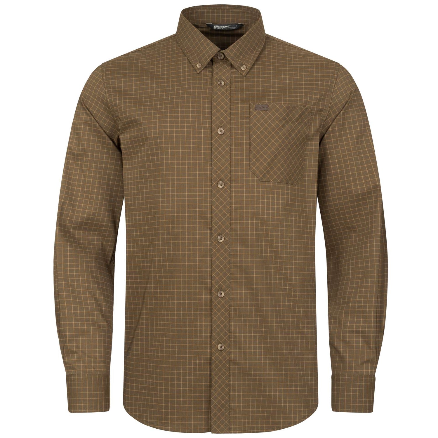 Men's Stretch Shirt Serge OLIVE/GREY CHECKED / L
