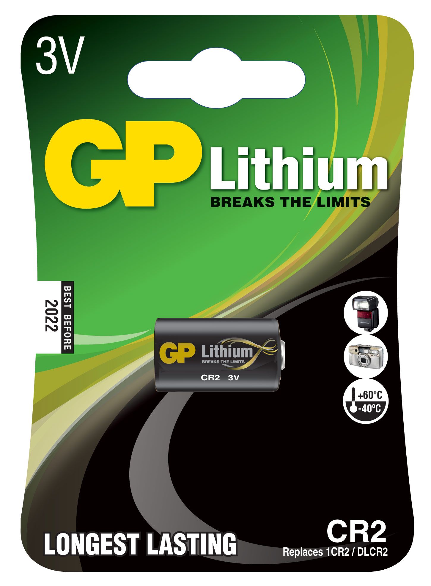 Pro Lithiumbatteri, CR2 (1CR2/DLCR2), 1-pack SVART / EN STL
