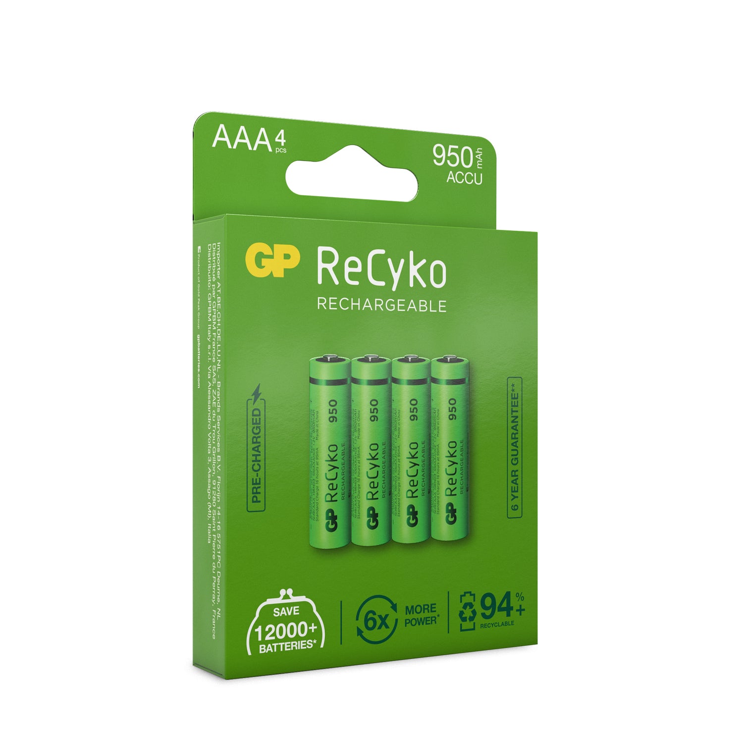 ReCyko AAA-batteri, 950mAh, 4-pack GRÖN / EN STL