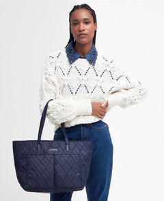 Quilt Tote Bag damväska NAVY/OLIVE / EN STL