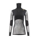 WoolNet Original Polo w/Zip Women Jet Black JET BLACK / XS