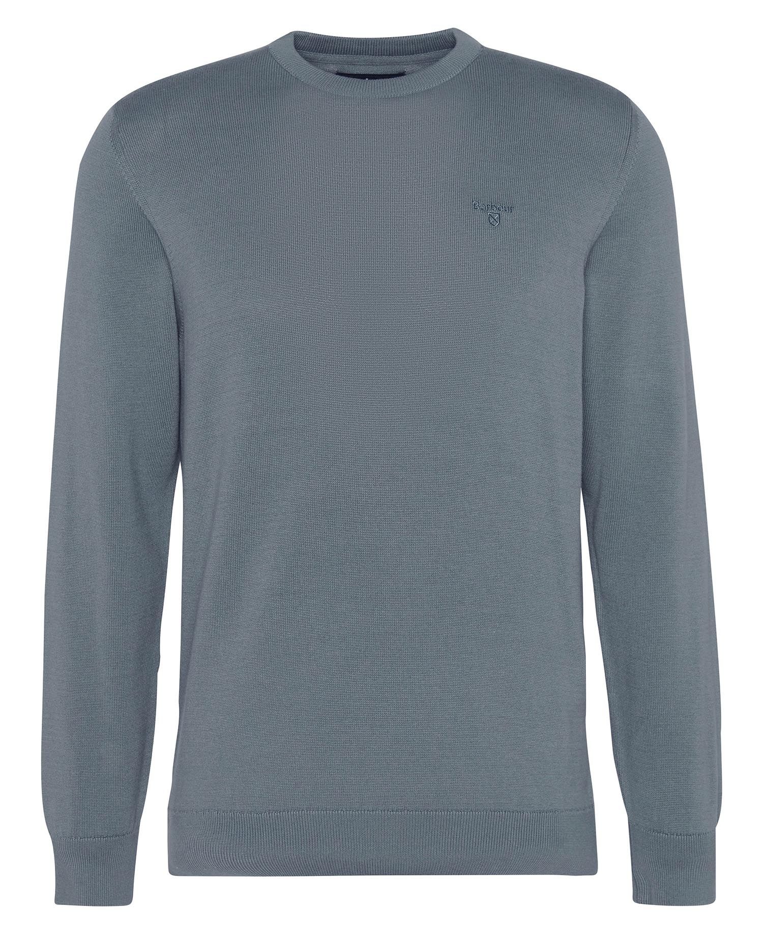 Pima Cotton Crew Neck Jumper Men DK CHAMBRAY / S
