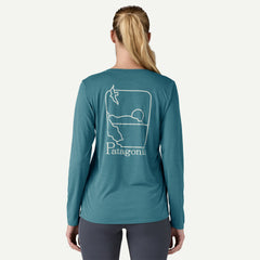 Women's L/S Cap Cool Daily Graphic T-Shirt - Waters SWELLDRIFTER: WETLAND BLUE X-DYE / XS