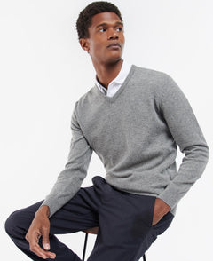 Essential Lambswool V Neck MID GREY MARL / L